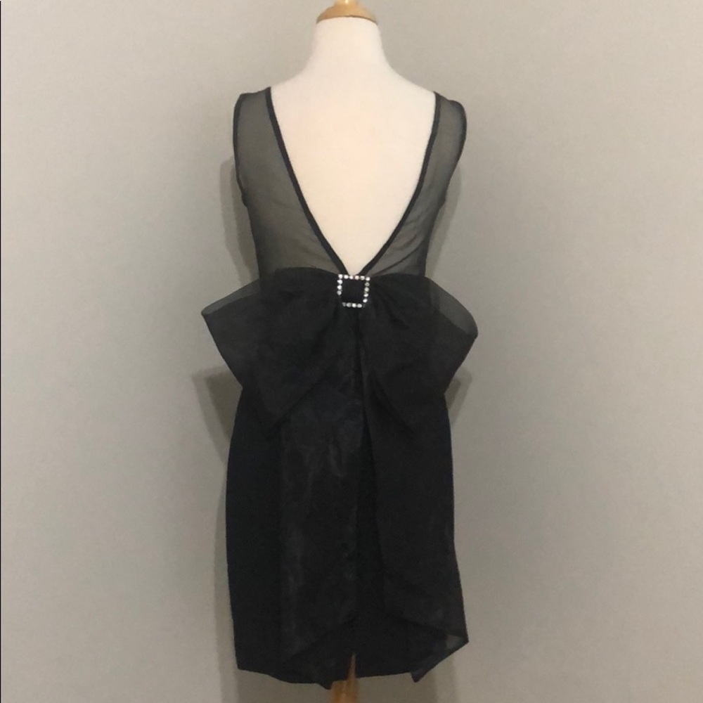 Morton Myles black bow back cocktail dress, size 4